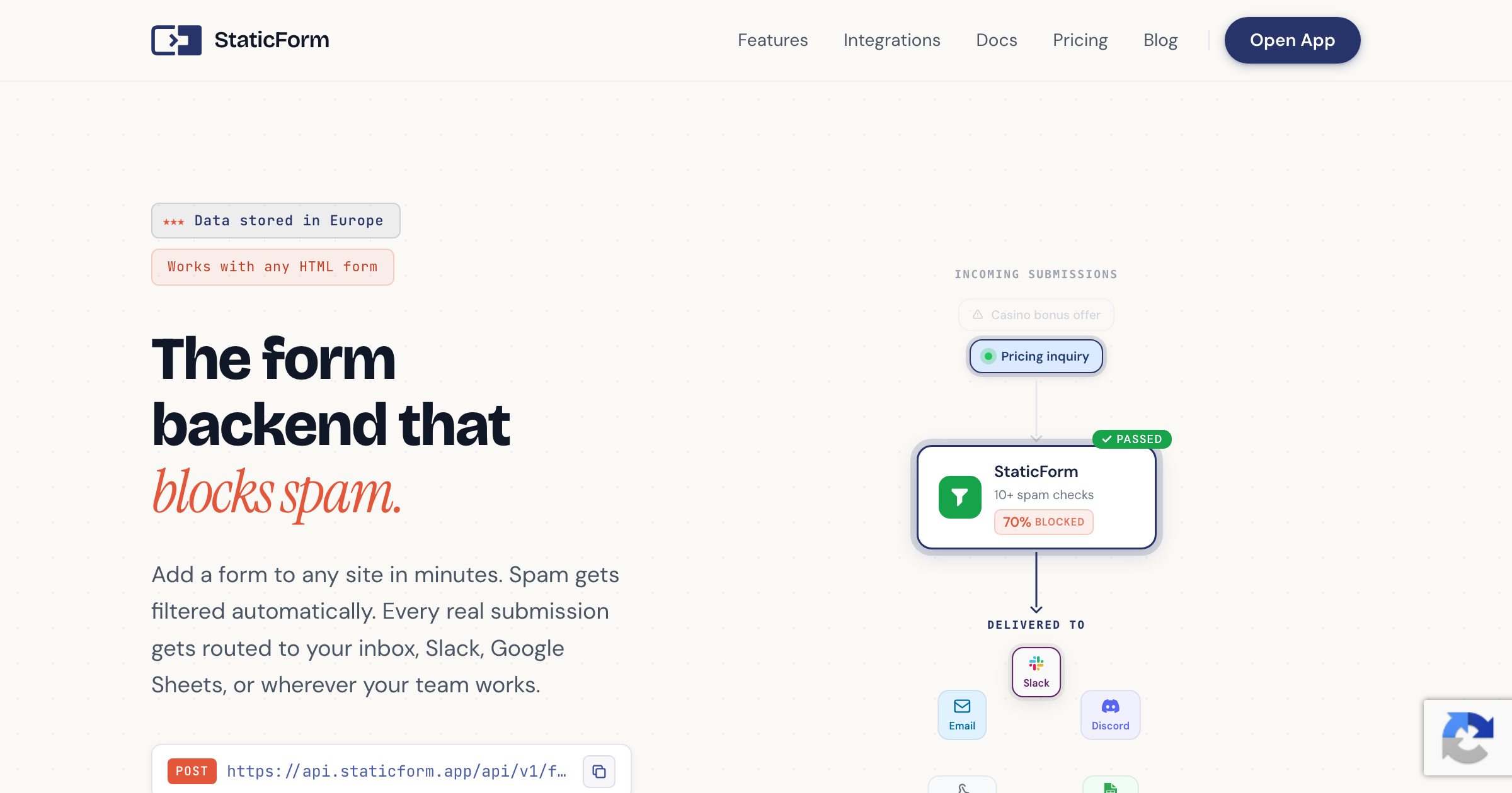 StaticForm: Form Backend With Spam Filtering and Full Observability