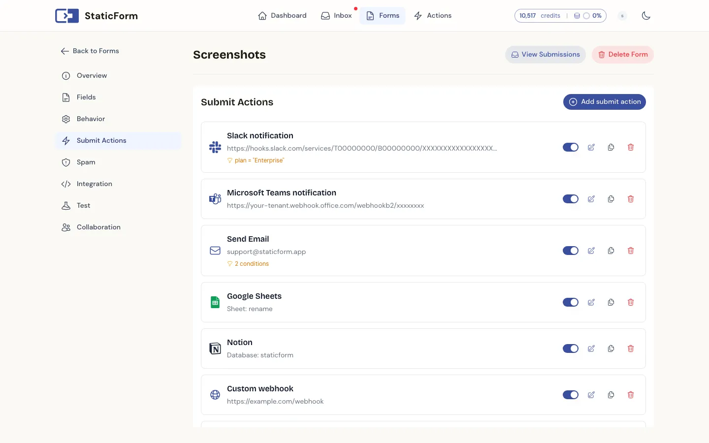 Acties configureren voor meerdere notificatiekanalen